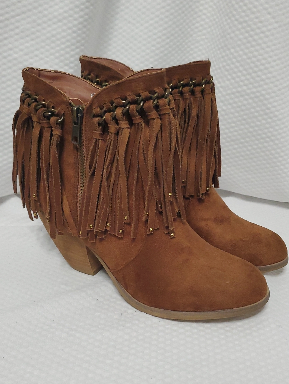 Not Rated Faux Suede Fringe Ankle Boots - 8